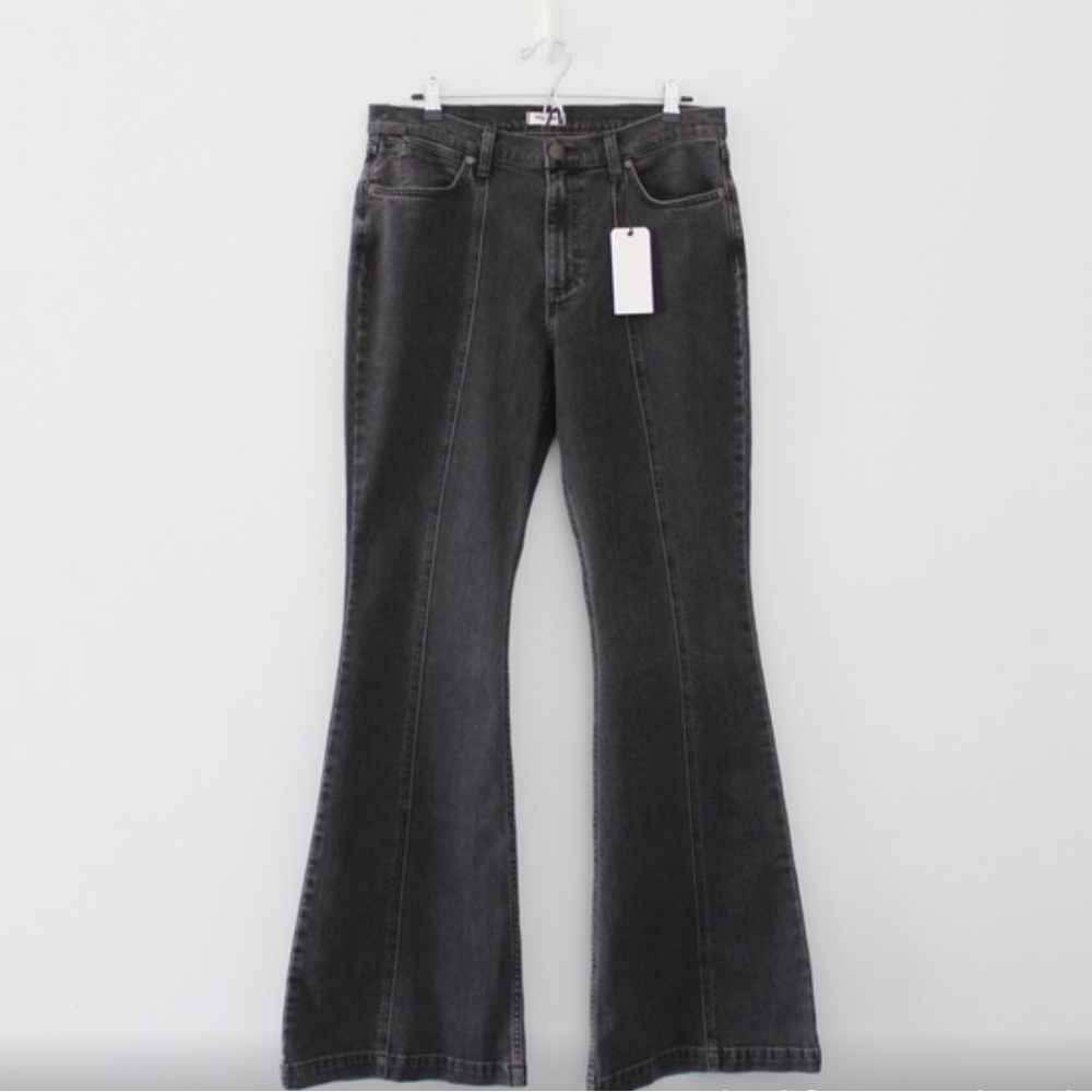 Wrangler / Free People Seamed High Rise Flare Jeans in Charcoal NWT - Picture 4 of 9